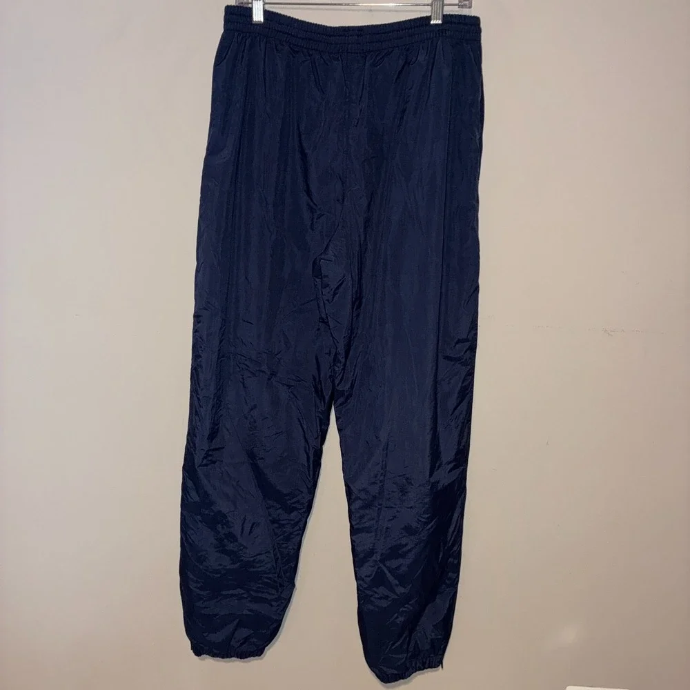 Navy Blue Nylon Track Pants Mens XL Lined Elastic Waist Code Four